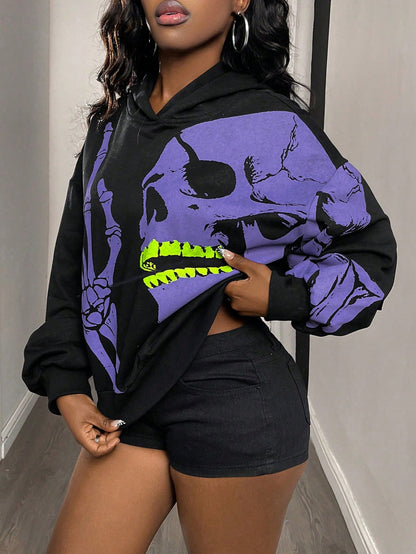Women's Skull Unique Y2K Loose Hoodie