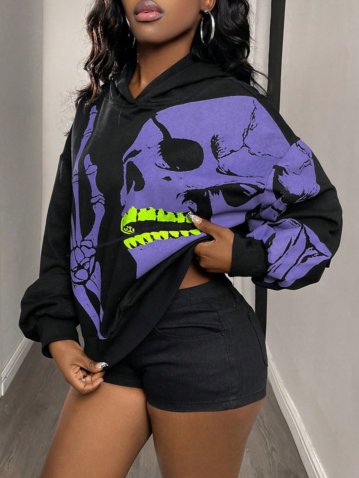 Women's Skull Unique Y2K Loose Hoodie
