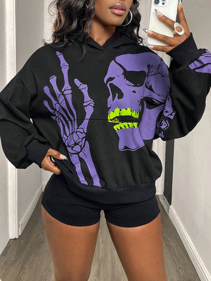 Women's Skull Unique Y2K Loose Hoodie