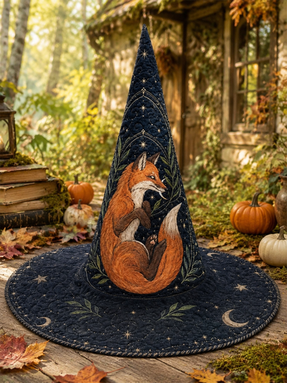 Woodland Red Fox & Celestial Star Halloween Quilt Witch Hat