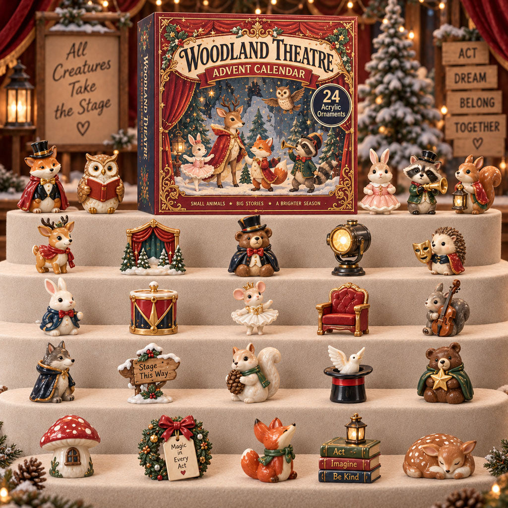 CHRISTMAS KICKOFF 40% OFF - Woodland Theatre Advent Calendar 2026 - 24-Day Festive Countdown, Acrylic Charms Blind Box - Gift For Theatre Lovers AC0TM299