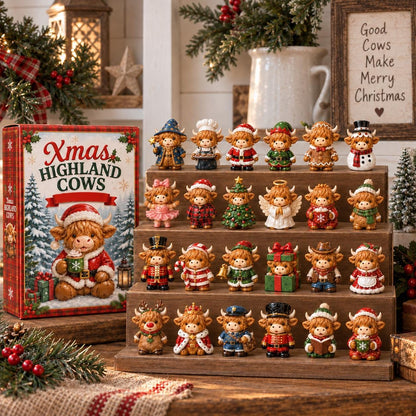 Xmas Highland Cows Advent Calendar 24 Figurines