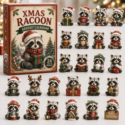 CHRISMAST KICKOFF 40% OFF - Xmas Raccoon Holiday Advent Calendar 2026 - 24-Day Festive Countdown, Acrylic Charms Blind Box - Gift For Raccoon Lovers AC0TM119