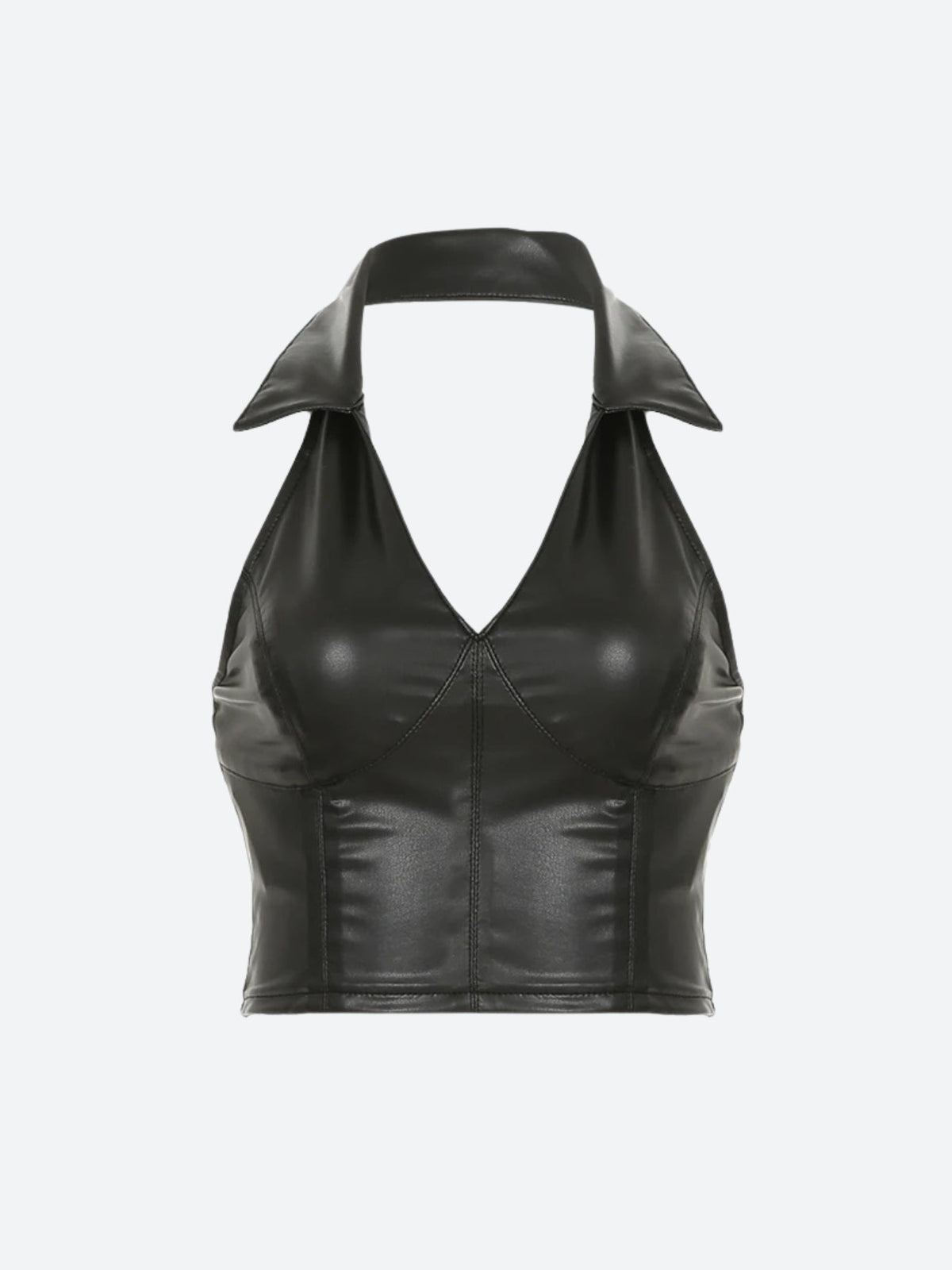 Y2K Baddie Faux Leather Crop Top