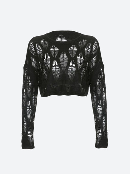 Y2K Crochet Crop Sweater