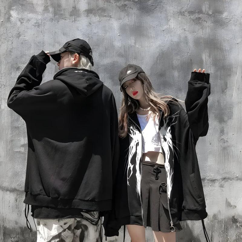 Y2K Cyber Zip-Up Hoodie