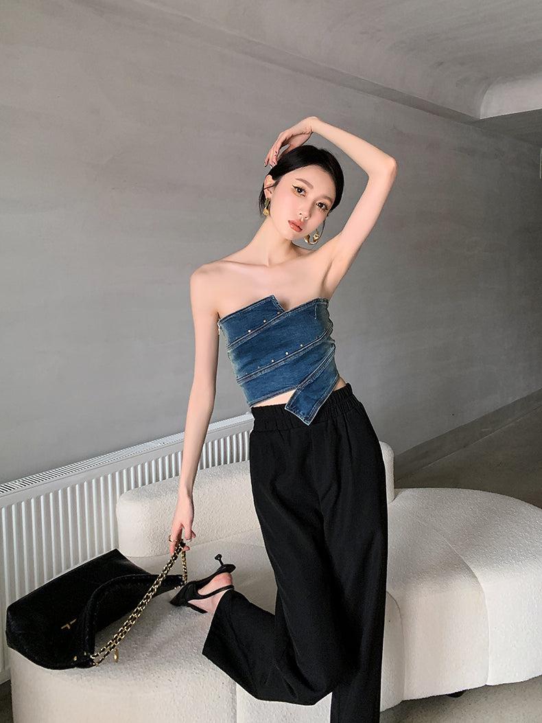 Y2K Denim Tube Top