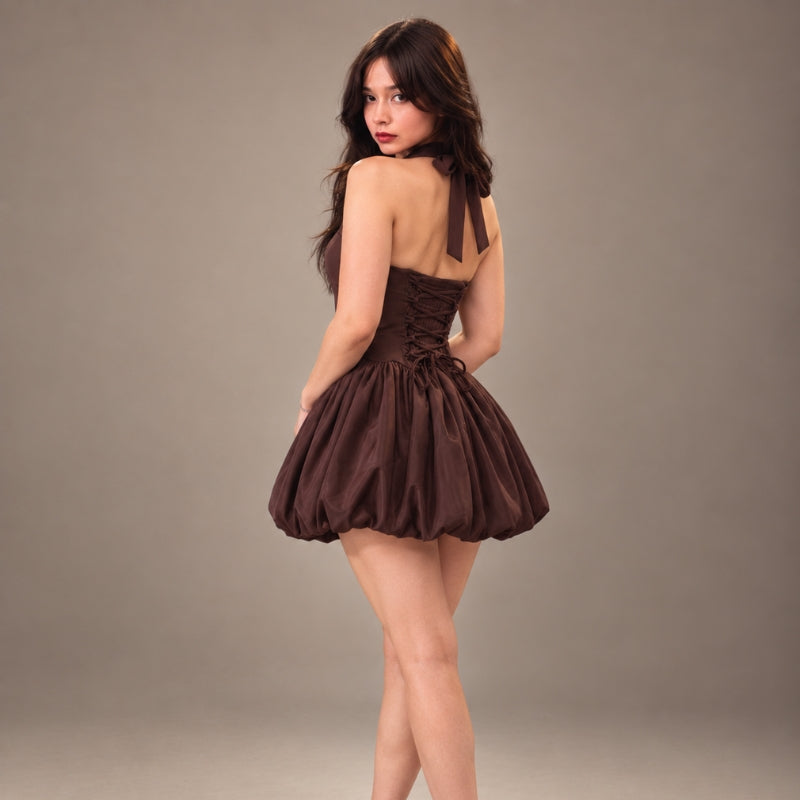 Y2K Halter Bubble Mini Dress
