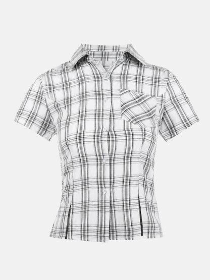 Y2K Plaid Fitted Shirt