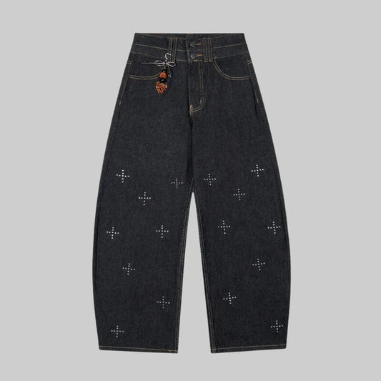 Y2K Rhinestone Detail Jeans