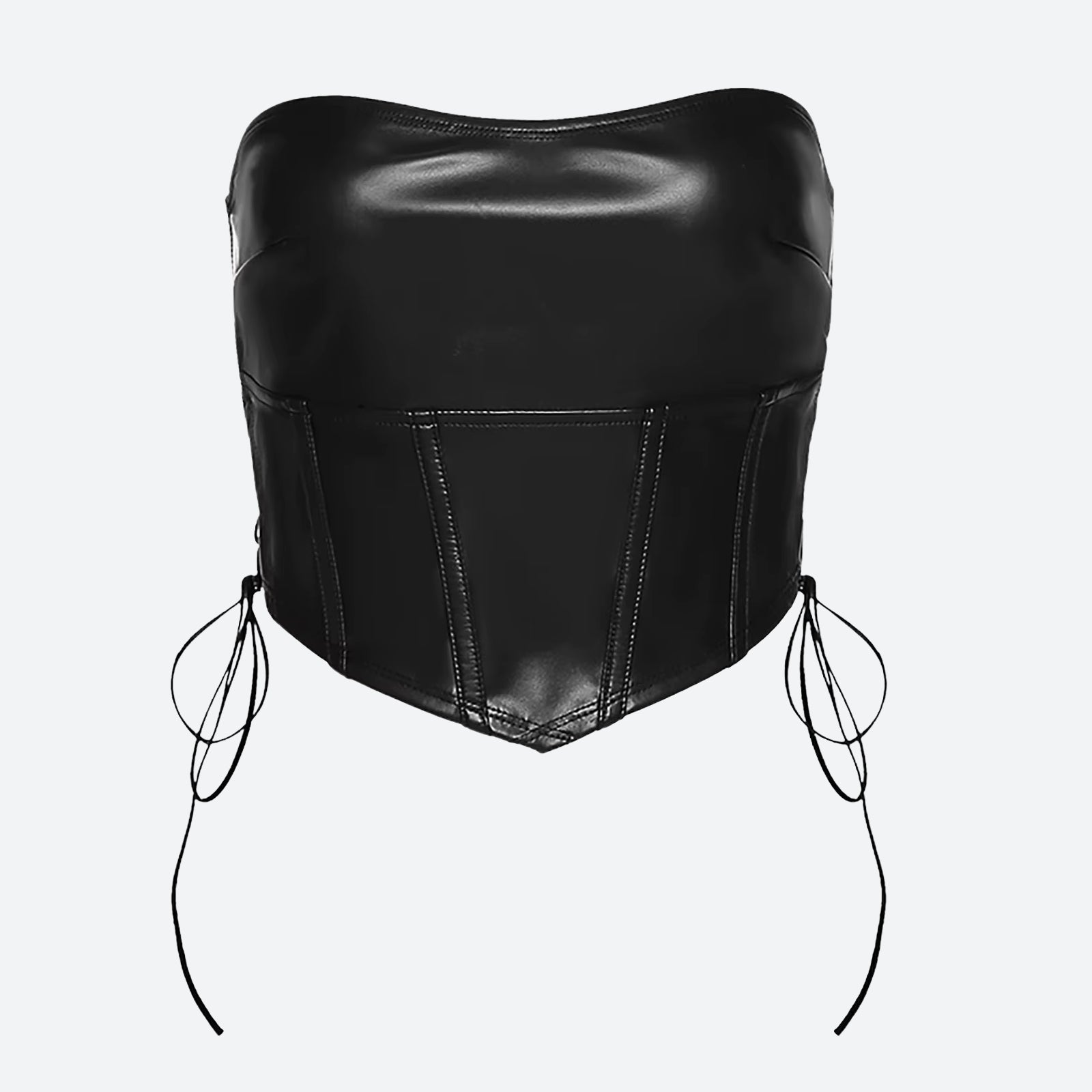 Y2K Strapless Faux Leather Crop Top