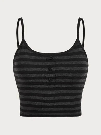Y2K Striped Button Crop Top