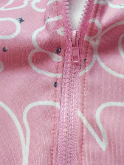 Y2K Rhinestone Pink Zip Pink Hoodie