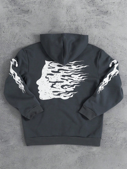 Y2K Star Heartless Graphic Dark Grey Hoodie