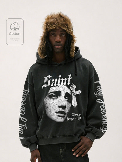 Y2K Vintage Pray Fervently Gothic Hoodie