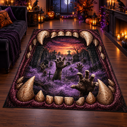 Zombie Graveyard Mouth Halloween Area Rug