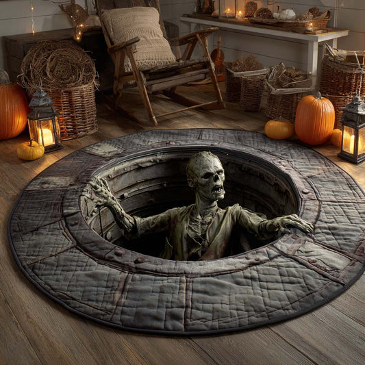 Zombie Pit Halloween Quilted Round Rug