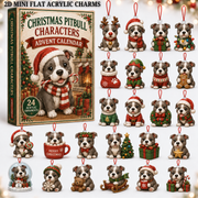 Christmas Pitbull Characters Advent Calendar 2026 - 24-Day Festive Countdown, Acrylic Charms Blind Box - Gift For Pitbull Lovers