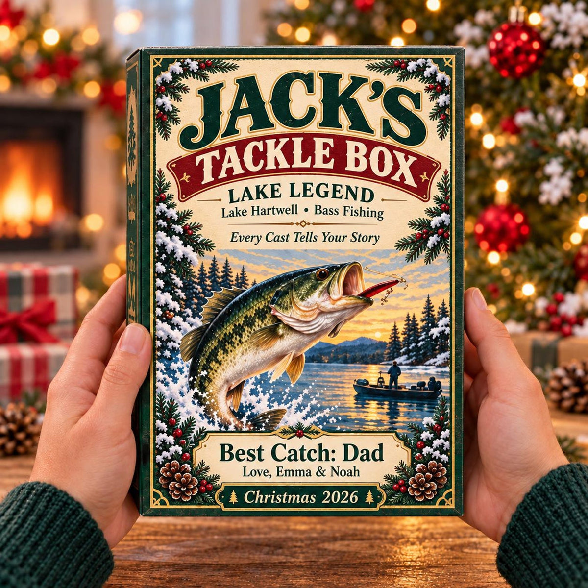 Personalized Fishing Lure Advent Calendar 2026, Bass Fishing Christmas Countdown, Tackle Box Ornaments, Gifts for Dad, Husband and Anglers