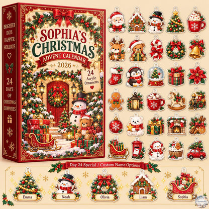 Personalized Xmas Icon Advent Calendar 2026 | 24 Day Christmas Blind Box with Custom Cover & 2D Name Charm