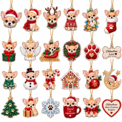 Chihuahua Advent Calendar – 24 Days Of Mini Acrylic Dog Ornaments, Christmas Countdown Calendar For Chihuahua Lovers, Cute Pet Holiday Gift & Christmas Tree Decor