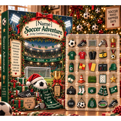 Soccer Advent Calendar, Christmas Blind Box, 24 Day Soccer Countdown, Personalized Name, Football Fan Gift for Kids 2026