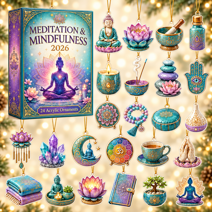Meditation & Mindfulness Advent Calendar 2026 - 24-Day Festive Countdown, Acrylic Charms Blind Box - Gift For Yoga Lovers