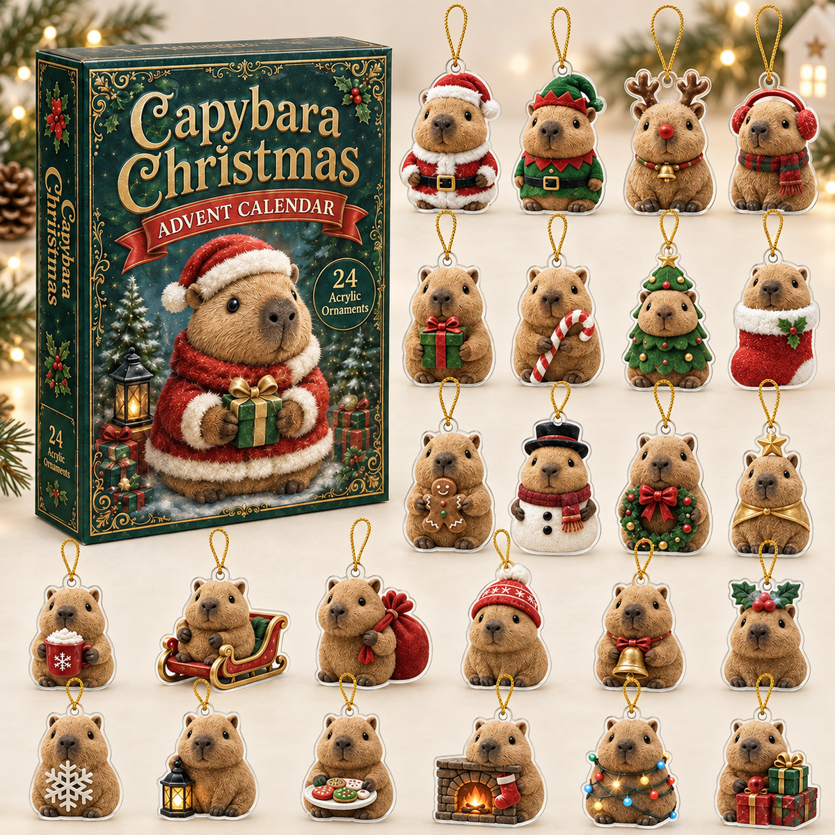Capybara Christmas Advent Calendar 2026 - 24-Day Festive Countdown, Acrylic Charms Blind Box - Gift For Capybara Lovers