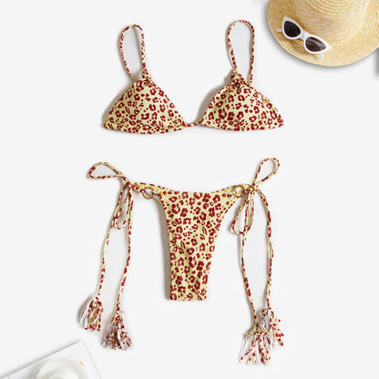 Sexy Hollow Out Cross String Bikini Set Bathing Suit