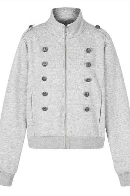 Double Breasted Stand Collar Hoodie