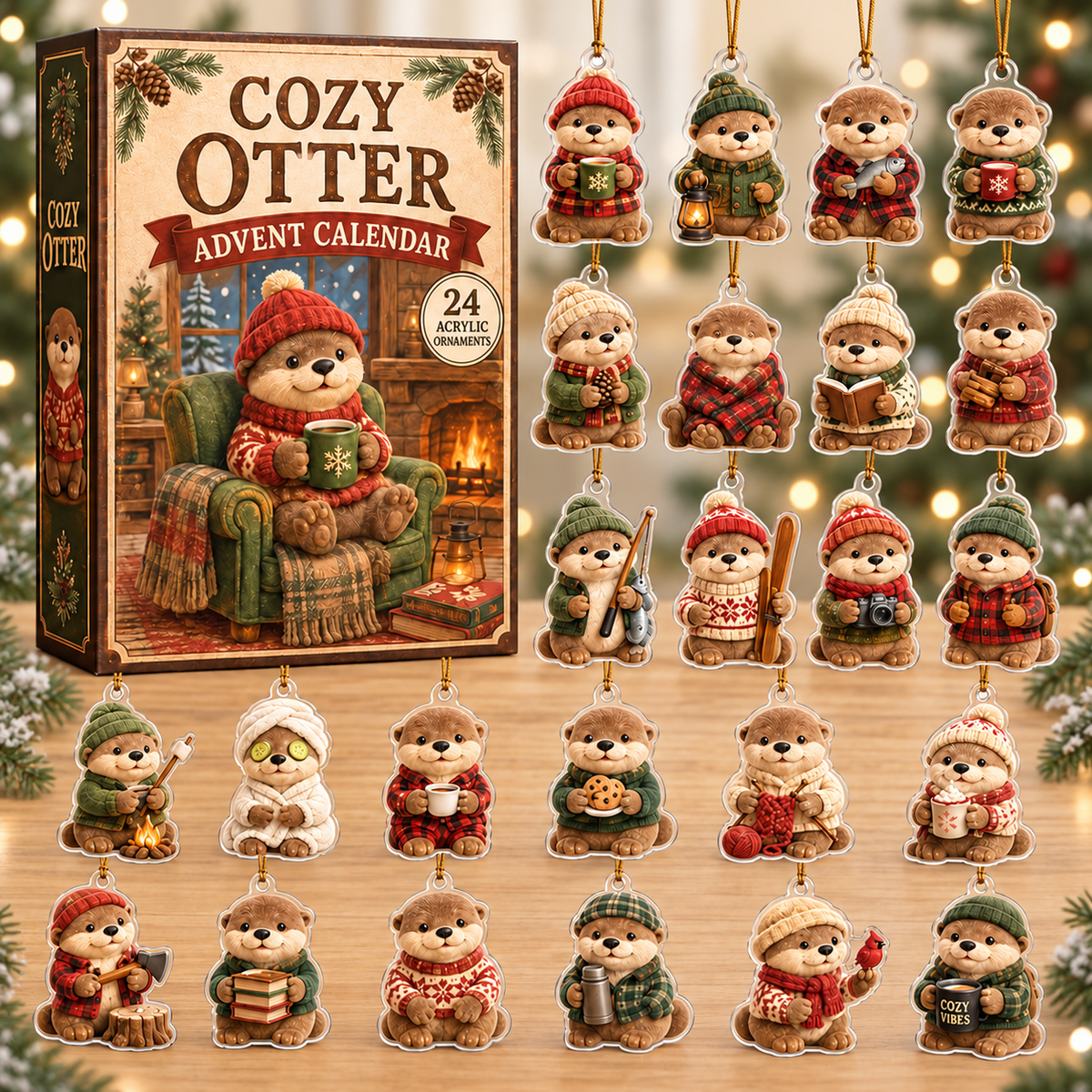 Cozy Otter Advent Calendar 2026 - 24-Day Festive Countdown, Acrylic Charms Blind Box - Gift For Otter Lovers