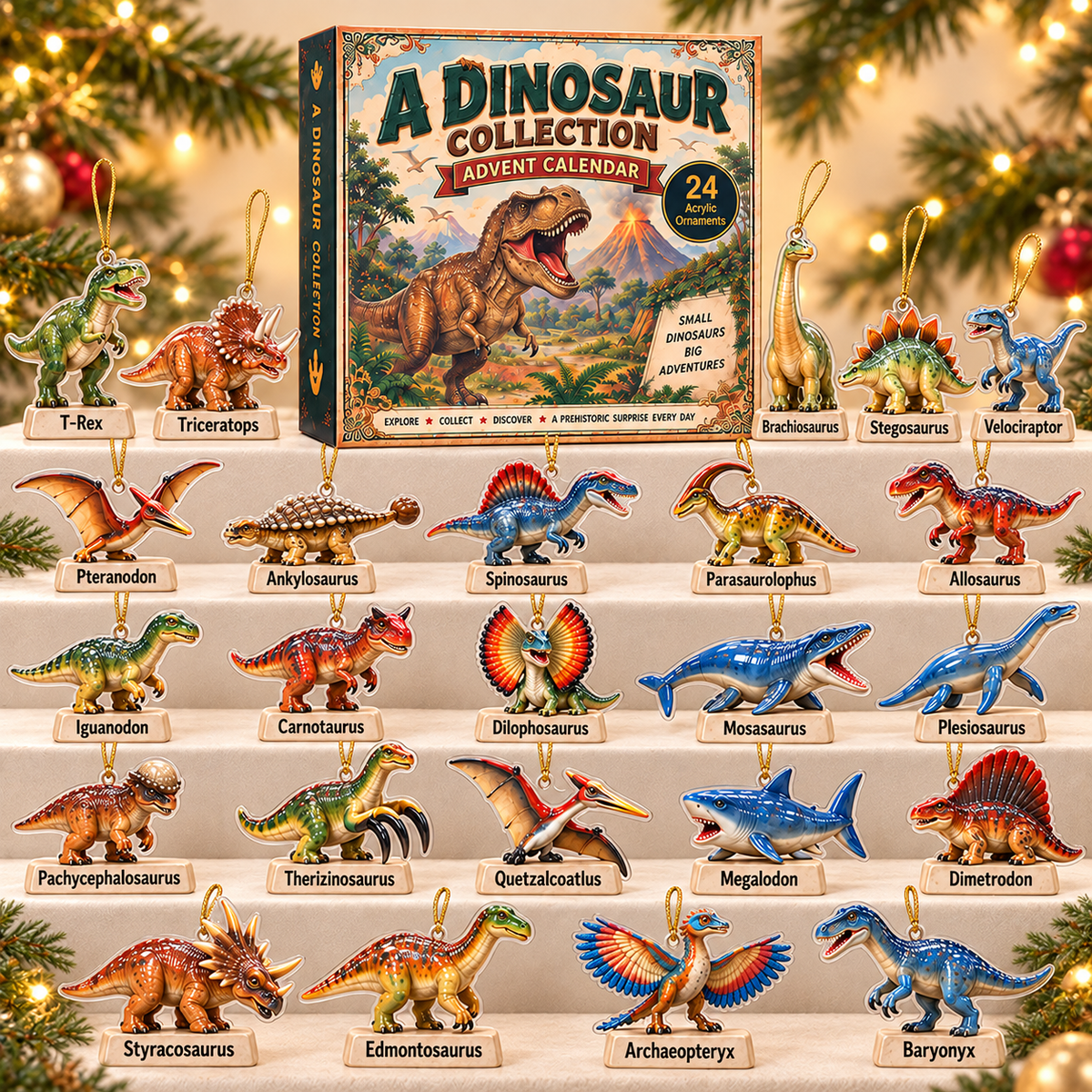 A Dinosaur Collection Advent Calendar 2026 - 24-Day Festive Countdown, Acrylic Charms Blind Box - Gift For Dinosaurs Lovers