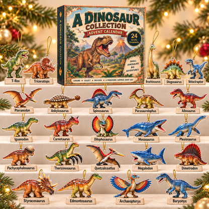 A Dinosaur Collection Advent Calendar 2026 - 24-Day Festive Countdown, Acrylic Charms Blind Box - Gift For Dinosaurs Lovers