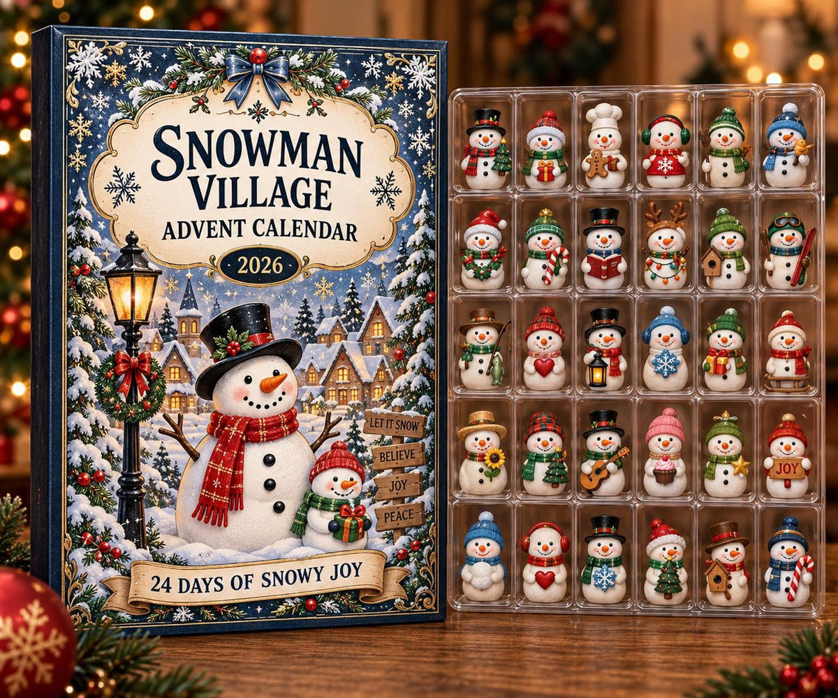 Personalized Snowman Advent Calendar, Christmas Countdown Box, Mini Snowman Figures, Winter Village Decor, Kids Holiday Keepsake, GIFT 2026