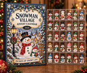 Personalized Snowman Advent Calendar, Christmas Countdown Box, Mini Snowman Figures, Winter Village Decor, Kids Holiday Keepsake, GIFT 2026
