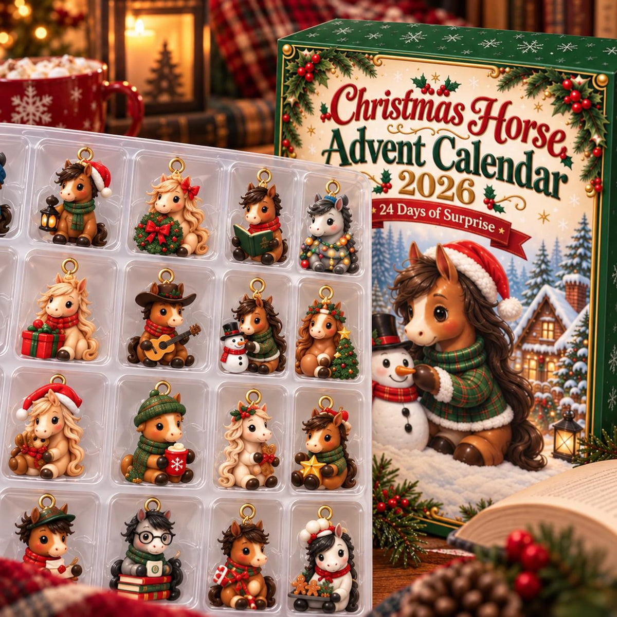 24 Days of Horse Magic Blind Box Advent Calendar, Custom 2D Pony Ornament Set