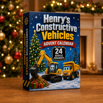 Constructive Vehicles Advent Calendar 2026 - 24-Day Festive Countdown, Acrylic Charms Blind Box - Gift For Kids, Family & Friends