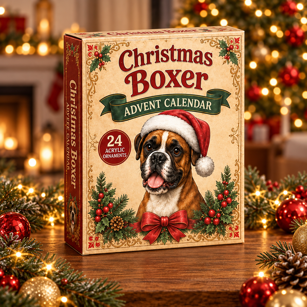 Christmas Boxer Advent Calendar 2026 - 24-Day Festive Countdown, Acrylic Charms Blind Box - Gift For Boxer Lovers
