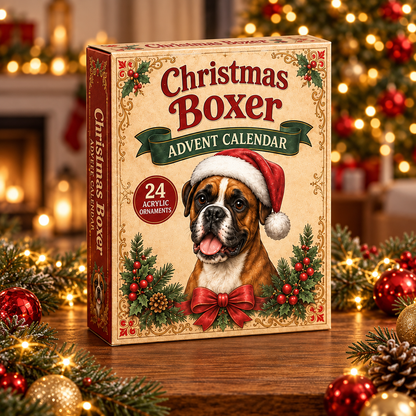 Christmas Boxer Advent Calendar 2026 - 24-Day Festive Countdown, Acrylic Charms Blind Box - Gift For Boxer Lovers