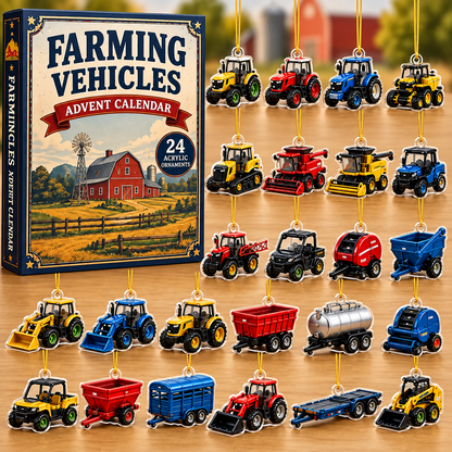 Farming Vehicles World Advent Calendar 2026 - 24-Day Festive Countdown, Acrylic Charms Blind Box