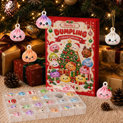 Personalized Dumpling Advent Calendar, 24 Acrylic Charms, Custom Name, 2026 Countdown, Asian Food Keepsake