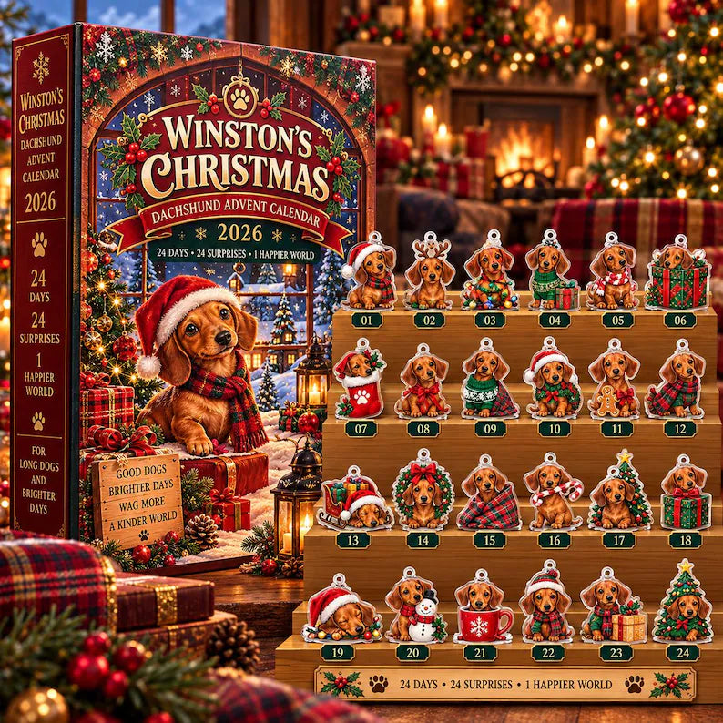 Winston's Dachshund Christmas Advent Calendar 2026, 24 Days of Cute Sausage Dog Surprises, Holiday Countdown Gift for Dog Lovers