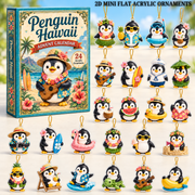 Penguin Hawaii Ocean Advent Calendar 2026 - 24-Day Festive Countdown, Acrylic Charms Blind Box - Gift For Ocean Lovers