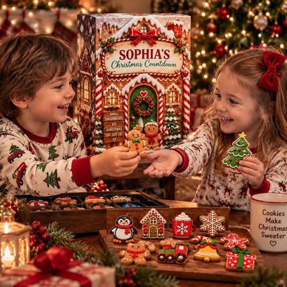 Personalized Gingerbread Advent Calendar, 24 Christmas Ornaments Countdown, Cute Holiday Decor, Custom Name Xmas Gift for Family