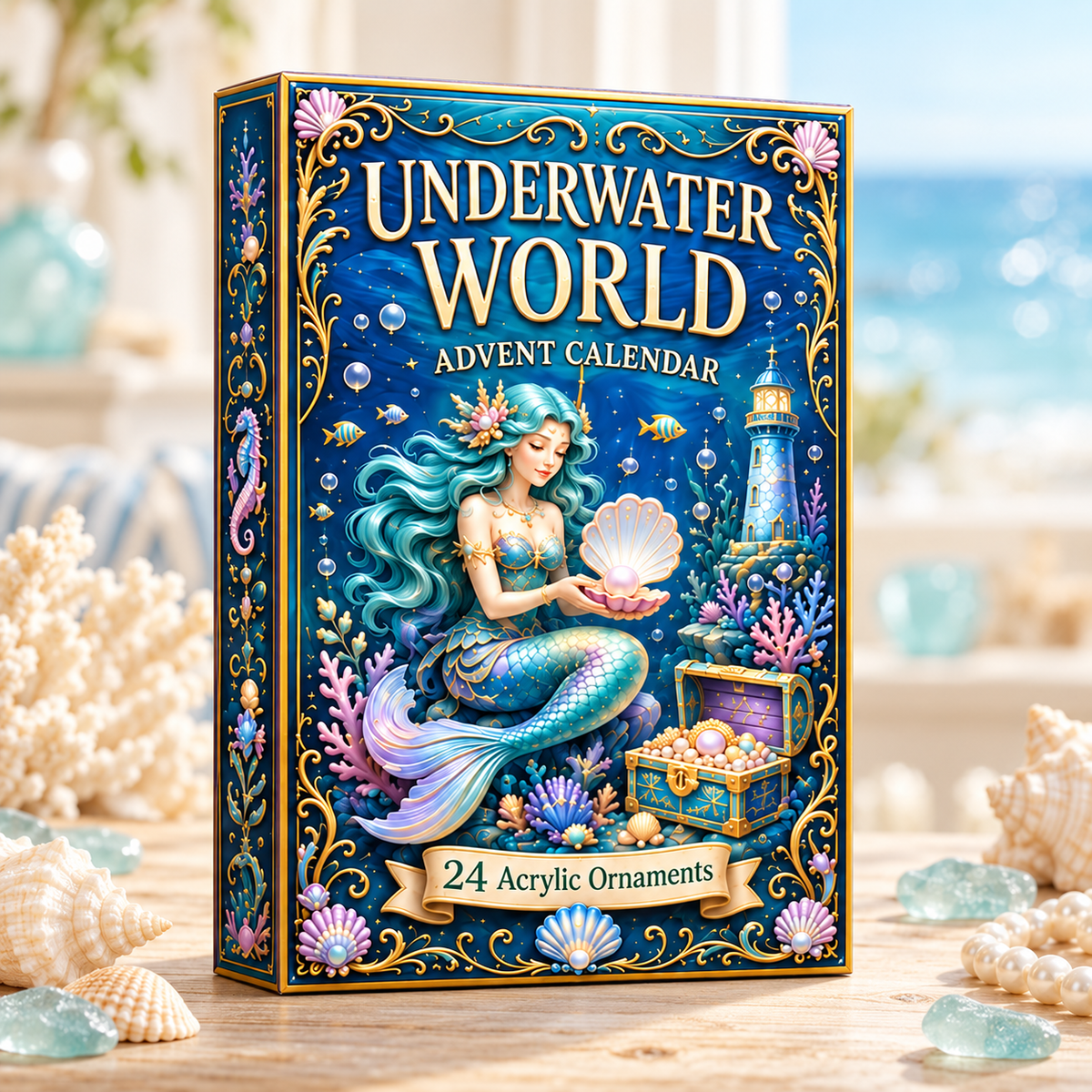 Mystic Underwater World Advent Calendar 2026 - 24-Day Festive Countdown, Acrylic Charms Blind Box - Gift For Ocean Lovers