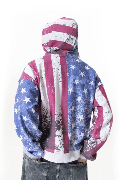 Flag Print Pullover Hoodie