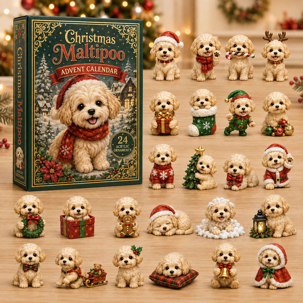 Christmas Maltipoo Advent Calendar 2026 - 24-Day Festive Countdown, Acrylic Charms Blind Box - Gift For Maltipoo Lovers