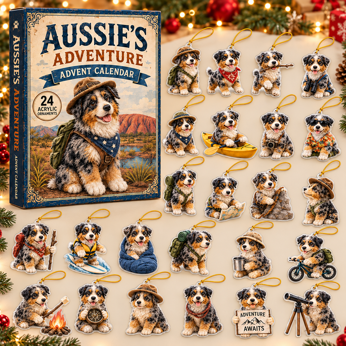 Aussie Dog Adventure Advent Calendar 2026 - 24-Day Festive Countdown, Acrylic Charms Blind Box - Gift For Dog Lovers
