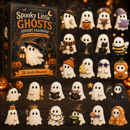 Spooky Little Ghosts Advent Calendar 2026 - 24 Day Spirits Countdown, Acrylic Charms Blind Box - Gift For Halloween Lovers
