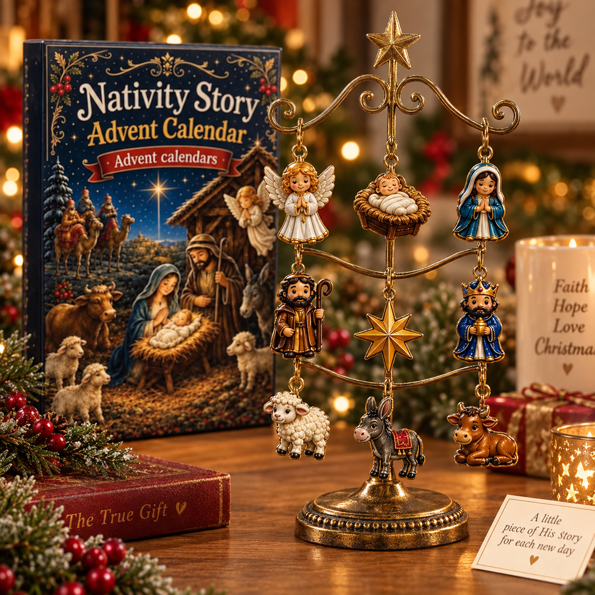 Nativity Story Advent Calendar: 20 Resin Charms Christmas Countdown Blind Box